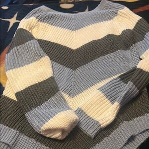 Striped Blue, White, And Gray Women's Sweater ( No longer sold )​